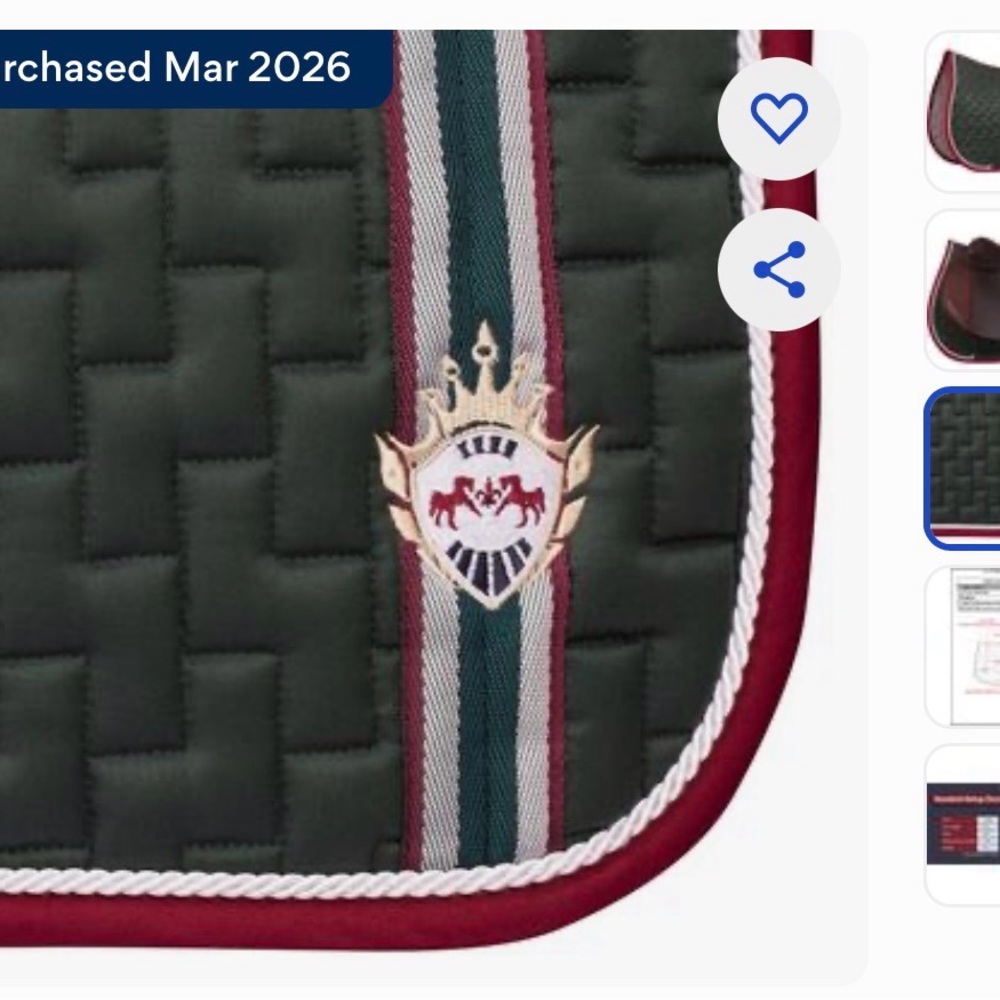 Equine Couture OCALA Quilted Saddle Pad in Forest Green & Burgundy - Picture 6 of 7